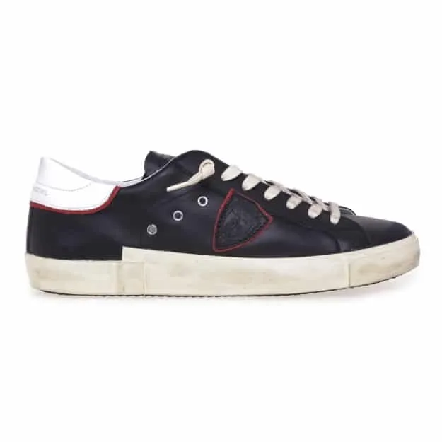 Sneaker Uomo Philippe Model Paris PRSX n pelle Nera con Spoiler Bianco e perfilo Rosso mod. PRLU V025, foto 1 di 3