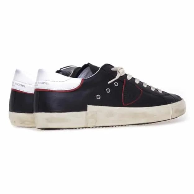 Sneaker Uomo Philippe Model Paris PRSX n pelle Nera con Spoiler Bianco e perfilo Rosso mod. PRLU V025, foto 2 di 3