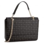 Borsa Pollini Heritage a tracolla o a spalla con catena Dorata, Nera con dettagli Neri TE8405PP02Q11