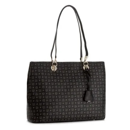 Borsa Pollini Shopping bag due manici Heritage Classic Nera con dettagli Neri TE8407PP02Q11