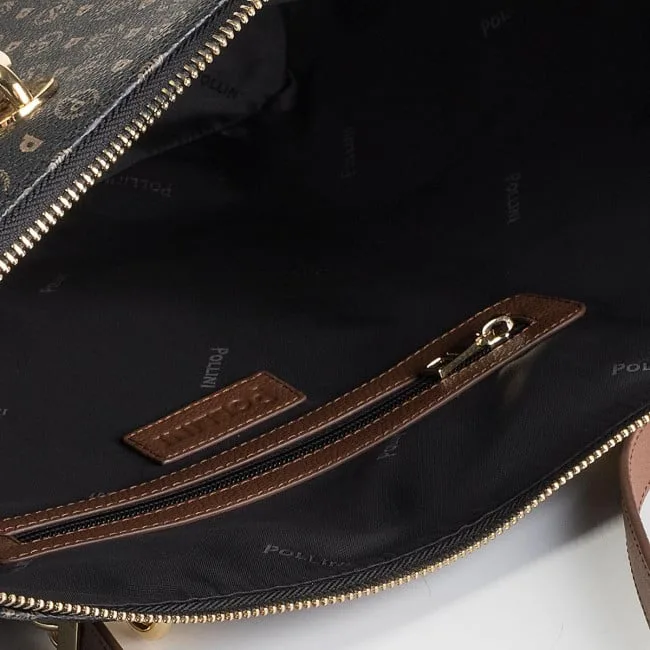 Borsa Pollini Shopper Heritage Nera con dettagli Cuoio TE8410PP02Q, foto 5 di 5