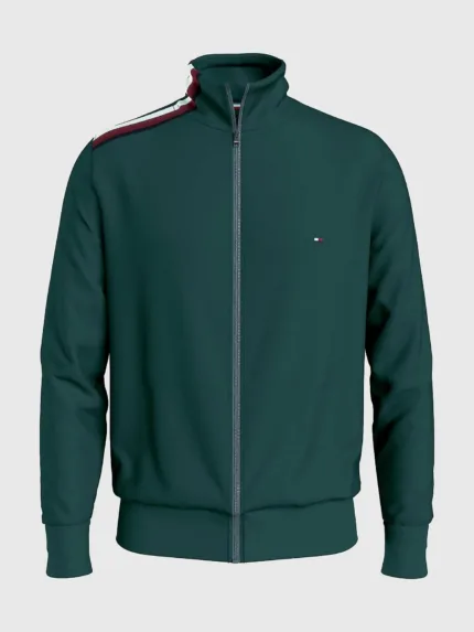 Felpa Girocollo Tommy Hilfiger Verde con zip art. MW0MW28753MBP