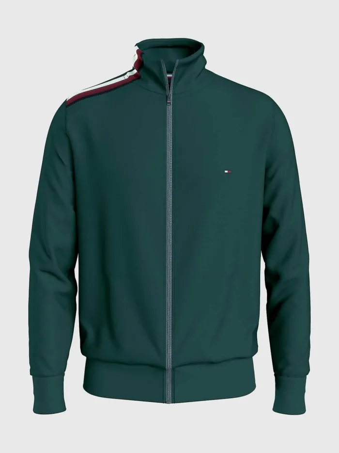 Felpa Girocollo Tommy Hilfiger Verde con zip art. MW0MW28753MBP, foto 1 di 1