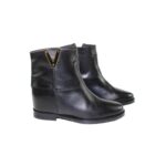 Stivaletto Tronchetto Via Roma 15 in pelle nera Santa Monica 2576 con Zeppa 4 cm cod. 114516 - immagine 3