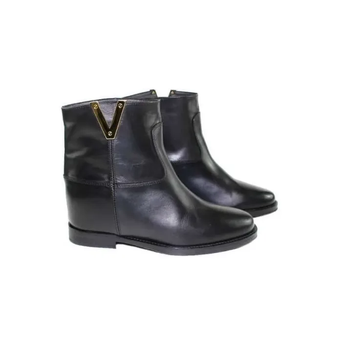 Stivaletto Tronchetto Via Roma 15 in pelle nera Santa Monica 2576 con Zeppa 4 cm cod. 114516, foto 3 di 3