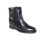 Stivaletto Tronchetto Via Roma 15 in pelle nera Santa Monica 2576 con Zeppa 4 cm cod. 114516