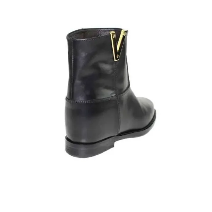 Stivaletto Tronchetto Via Roma 15 in pelle nera Santa Monica 2576 con Zeppa 4 cm cod. 114516, foto 2 di 3