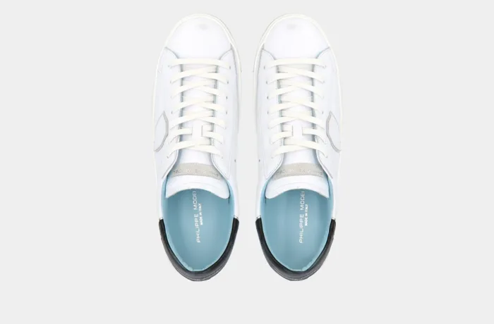 Sneaker Philippe Model in pelle Bianca con Spoiler Nero PRLU V022, foto 4 di 5