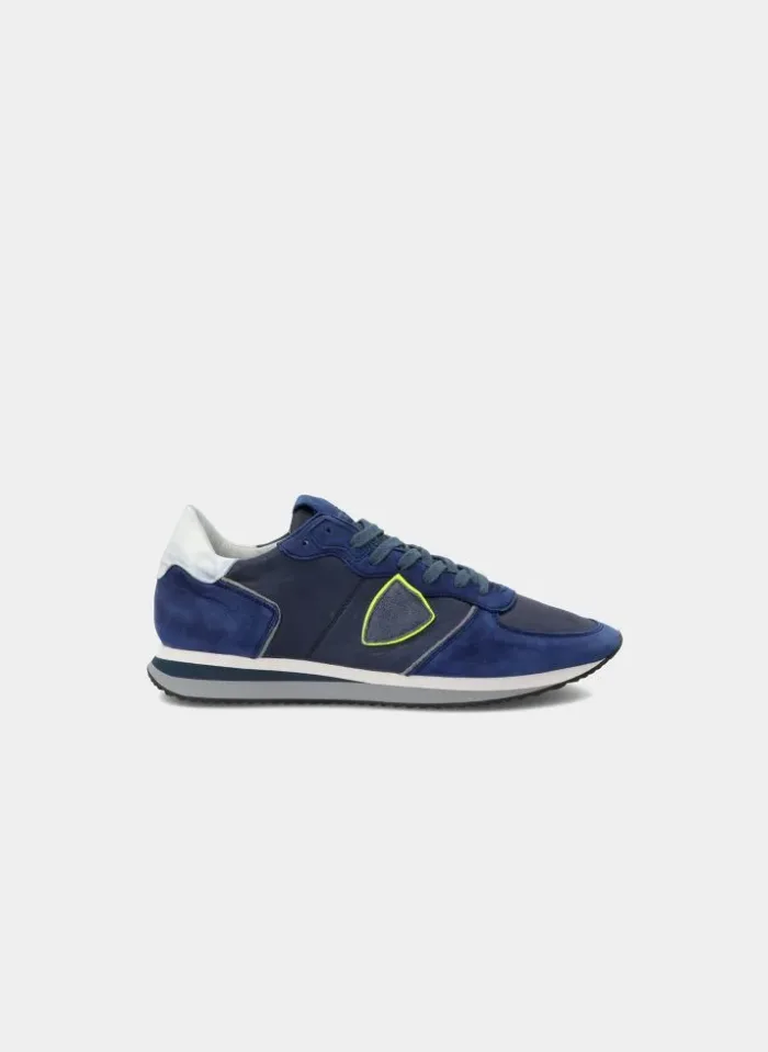 Sneaker Uomo Philippe Model Tropez TZLU in pelle e camoscio Blu con Spoiler Bianco mod. TZLU VW03, foto 1 di 5