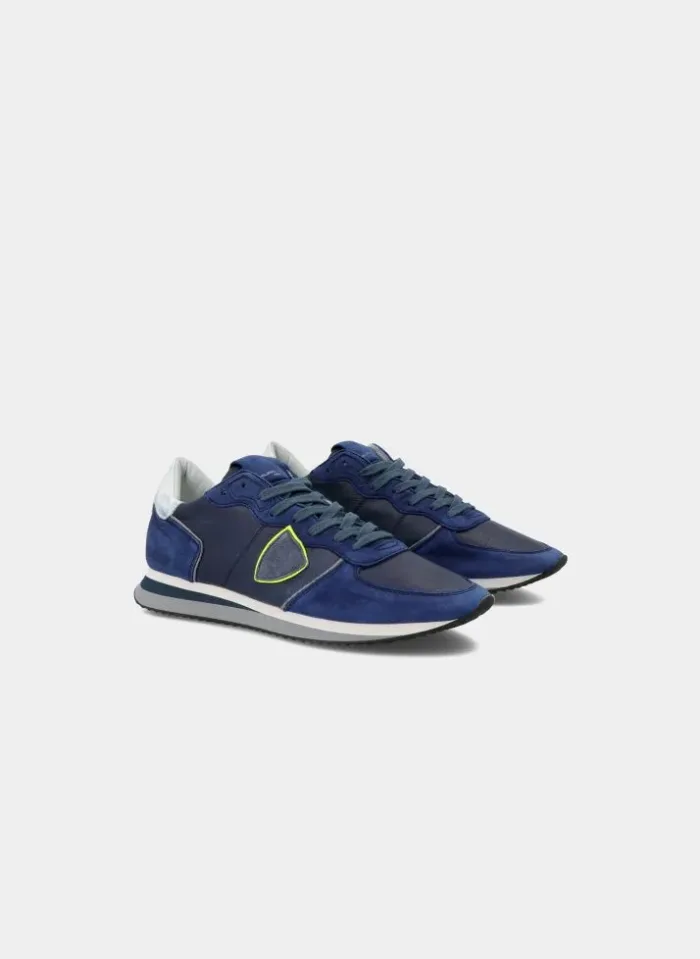 Sneaker Uomo Philippe Model Tropez TZLU in pelle e camoscio Blu con Spoiler Bianco mod. TZLU VW03, foto 2 di 5