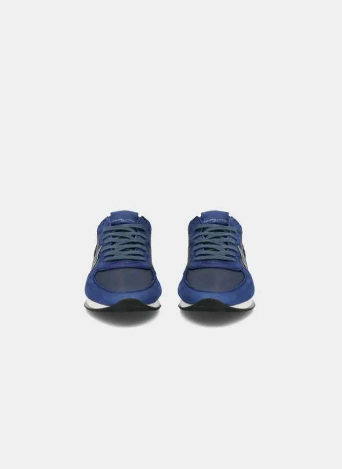 Sneaker Uomo Philippe Model Tropez TZLU in pelle e camoscio Blu con Spoiler Bianco mod. TZLU VW03, foto 3 di 5