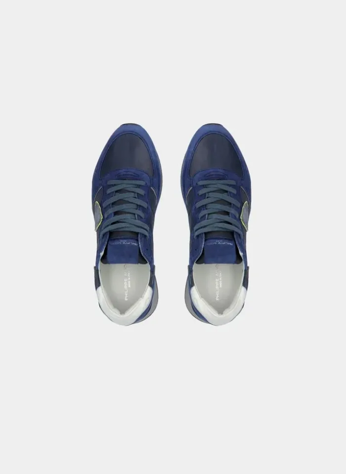 Sneaker Uomo Philippe Model Tropez TZLU in pelle e camoscio Blu con Spoiler Bianco mod. TZLU VW03, foto 5 di 5