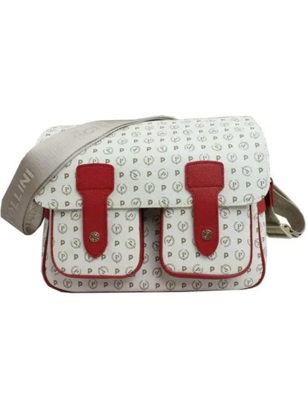 Borsa Pollini Reporter Heritage Avorio con dettagli Rossi TE8421PP04Q