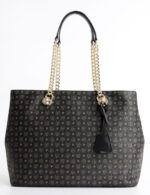 Borsa Pollini Shopping bag due manici Heritage Classic Nera con dettagli Marroni TE8407PP02Q11