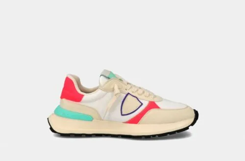 Sneaker Donna Philippe Model Antibes ATLD Bianca e Beige in inserti Fucsia mod. ATLD WP07, foto 1 di 6