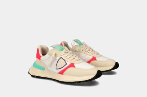 Sneaker Donna Philippe Model Antibes ATLD Bianca e Beige in inserti Fucsia mod. ATLD WP07, foto 5 di 6