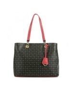 Borsa Pollini Shopping bag due manici Heritage Classic Nera con dettagli Rossi TE8407PP02Q11