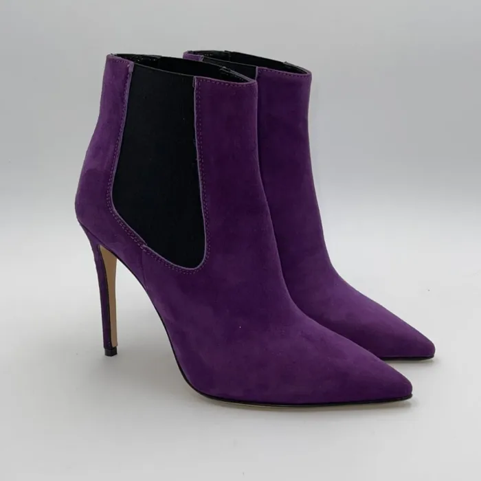 Stivaletto Tronchetto Donna Anna F in camoscio viola tacco 10cm plateau 1cm  art. 9758, foto 2 di 3