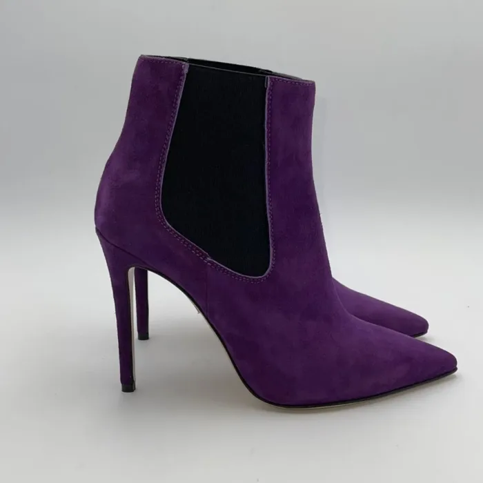 Stivaletto Tronchetto Donna Anna F in camoscio viola tacco 10cm plateau 1cm  art. 9758, foto 1 di 3