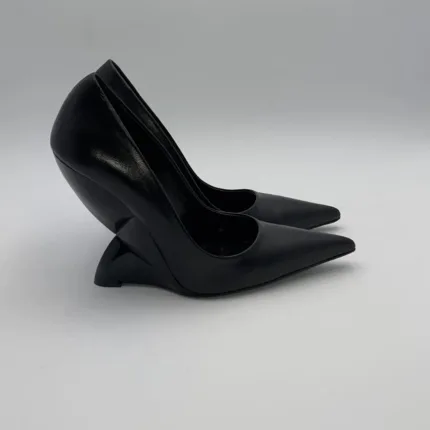 Decolletè Eddy Daniele in pelle nera con tacco scultura 10cm art. 22956
