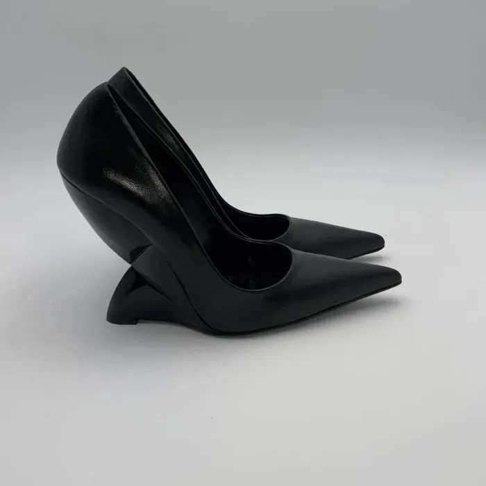 Decolletè Eddy Daniele in pelle nera con tacco scultura 10cm art. 22956, foto 1 di 3