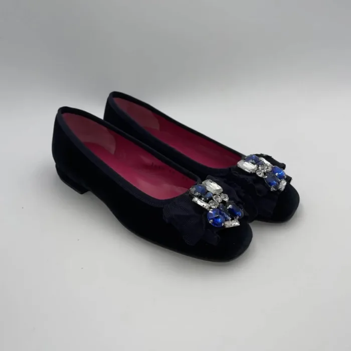 Ballerina Le Babe in Velluto Blu con accessorio gioiello art 2840, foto 2 di 3