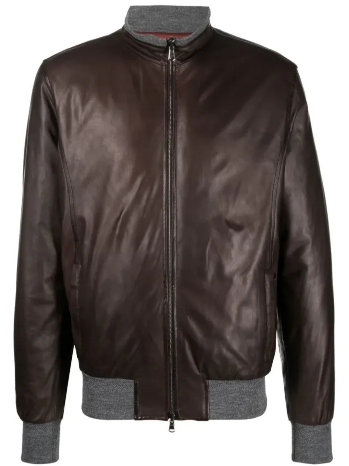 Bomber in Pelle Barba color Testa di moro mod. FOX reversibile, foto 1 di 5