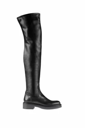 Stivali alti sopra al ginocchio Guglielmo Rotta in pelle Nera tacco 3,5 cm art. KARA