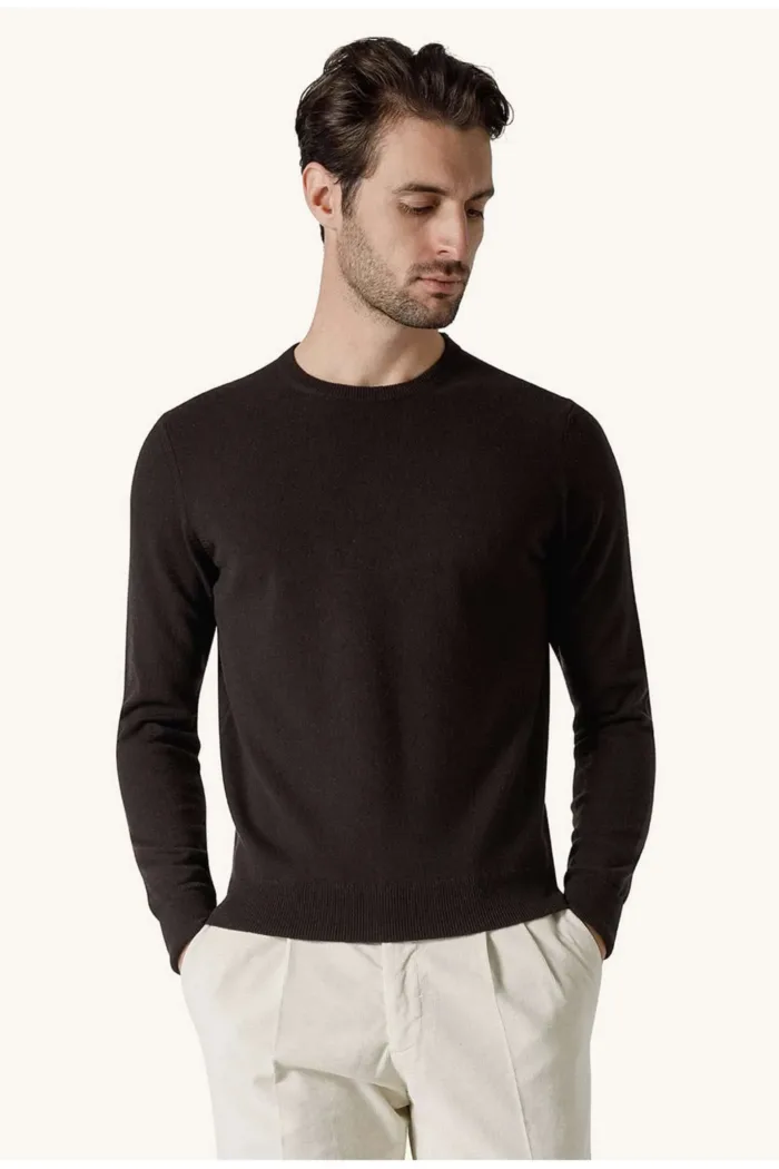 Maglia Girocollo in Cashmere Drumohr color Testa di Moro cod. D1K103 598, foto 1 di 3