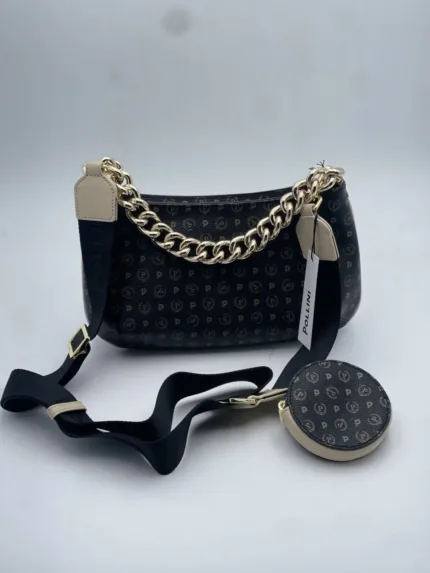 Tracolla Heritage Pollini Nera con dettagli Avorio TE8490PP0FQ1100C