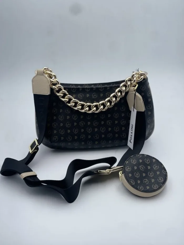 Tracolla Heritage Pollini Nera con dettagli Avorio TE8490PP0FQ1100C, foto 1 di 4