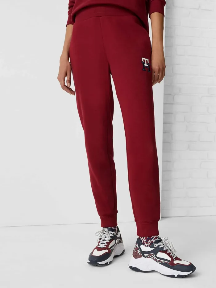 Pantalone della tuta Donna Tommy Hilfiger color Bordeaux con logo ricamato, foto 2 di 4