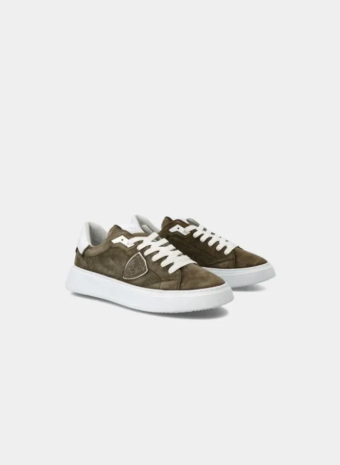 Sneaker Uomo Philippe Model Paris in pelle Verde Militare cod. BTLU NB10, foto 2 di 5