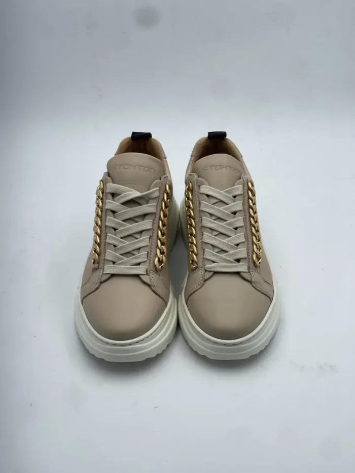 Sneakers Stokton in pelle Nude con accessorio Catena laterale art. 432-D, foto 3 di 3