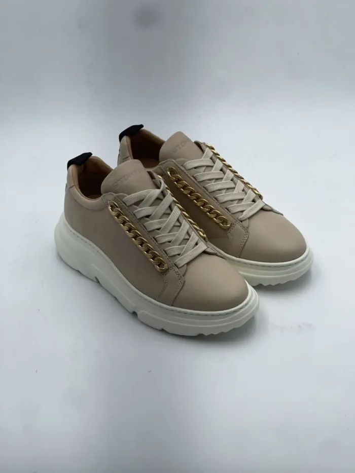 Sneakers Stokton in pelle Nude con accessorio Catena laterale art. 432-D, foto 2 di 3