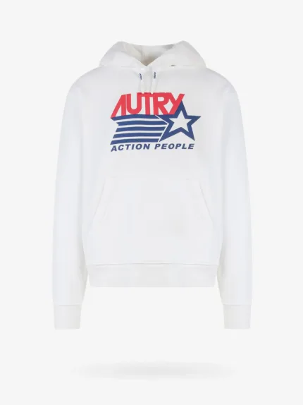 Felpa Iconic Uomo Autry Bianca con logo stampato grande art. HOIM 2361
