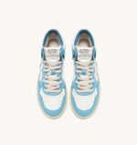 Sneakers Donna Autry Medalist Mid in pelle Bianca e Celeste art. AUMW WB08 - immagine 5
