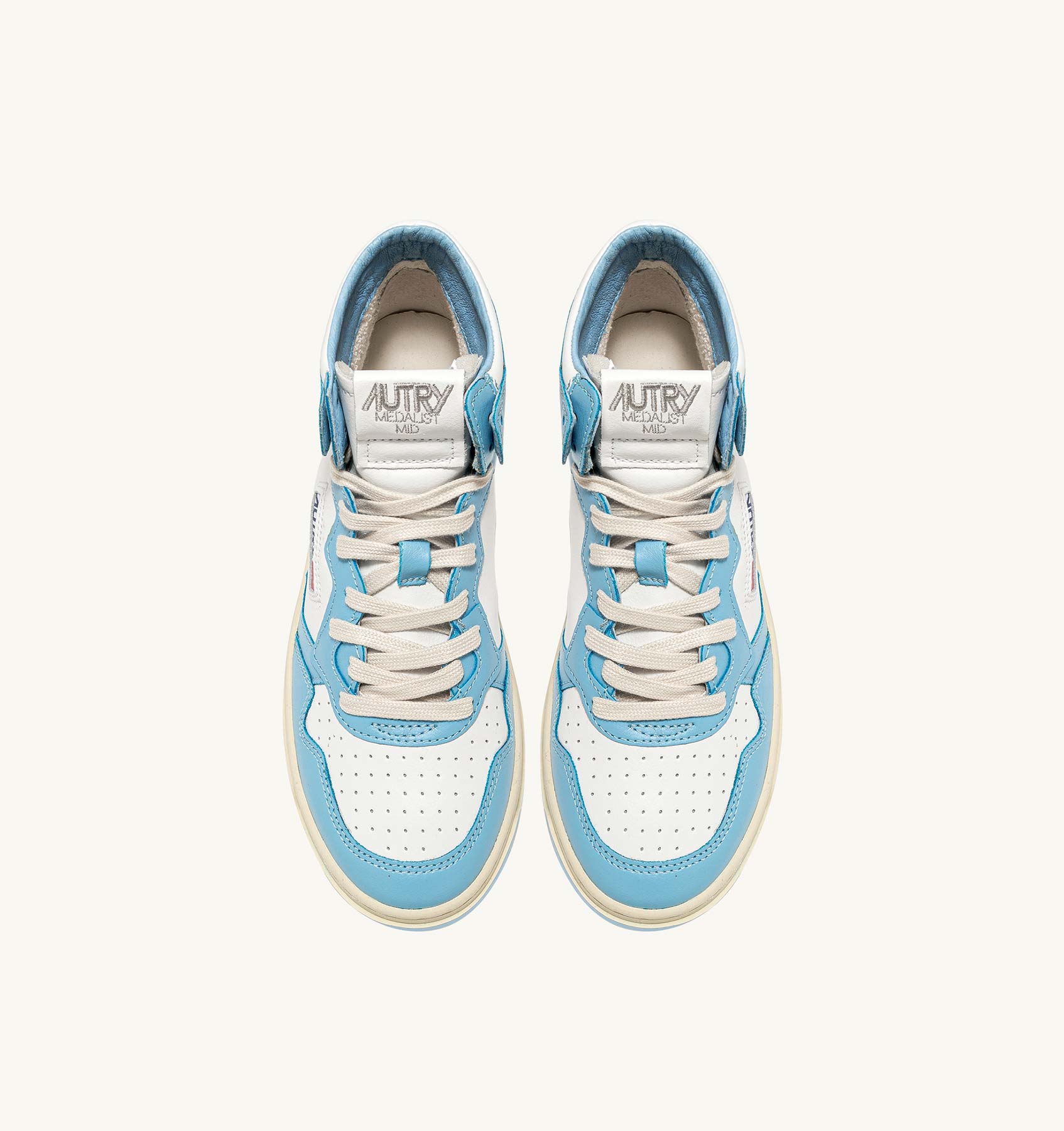Sneakers Donna Autry Medalist Mid in pelle Bianca e Celeste art. AUMW WB08 - immagine 5