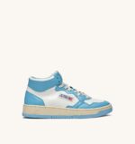 Sneakers Donna Autry Medalist Mid in pelle Bianca e Celeste art. AUMW WB08