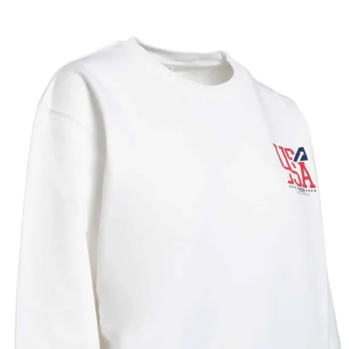 Felpa Iconic Uomo Autry Bianca con logo USA stampato rosso art. SWIM 2321, foto 2 di 2