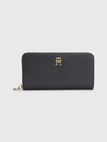 Portafoglio Tommy Hilfiger Nero grande con monogramma TH cod. AW0AW14326BDS