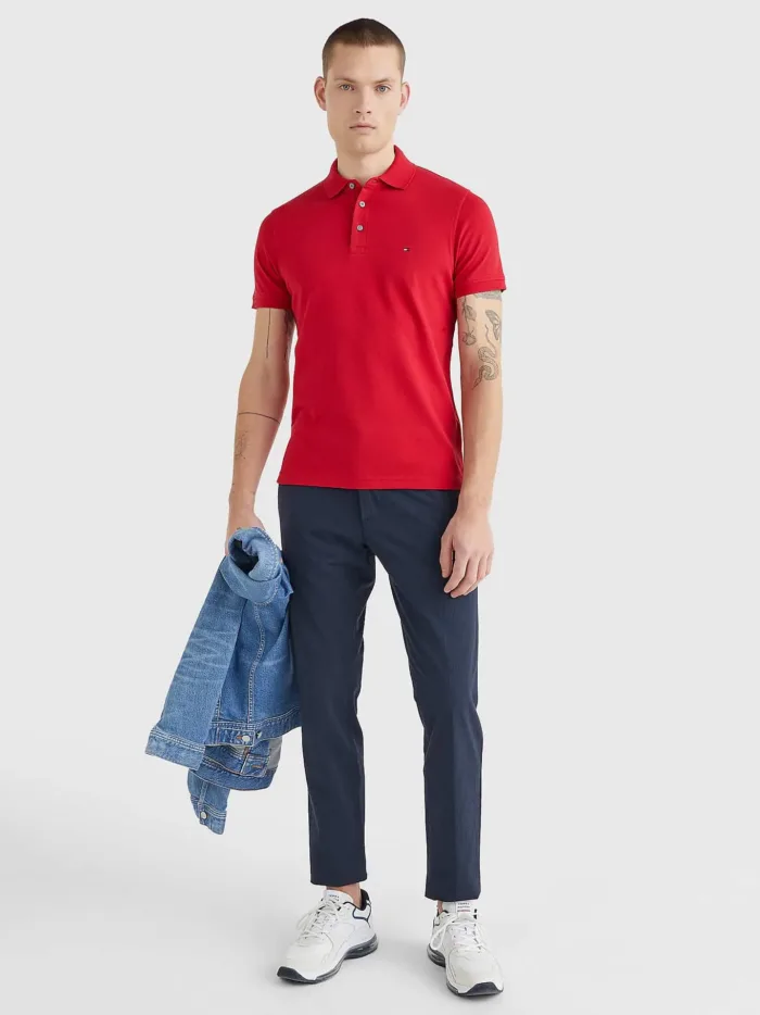 Polo Uomo Tommy Hilfiger 1985 Rosso Slim Fit cod. MW0MW17771XLG, foto 3 di 4