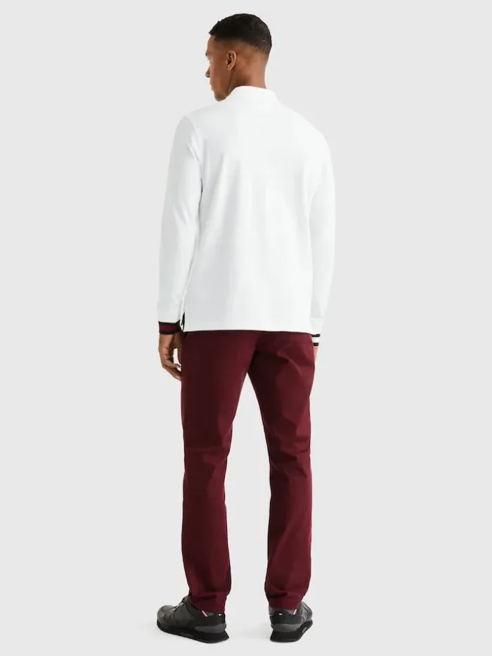 Polo Uomo Tommy Hilfiger 1985 Bianco regular fit a maniche lunghe cod MW0MW29527YBR, foto 3 di 4
