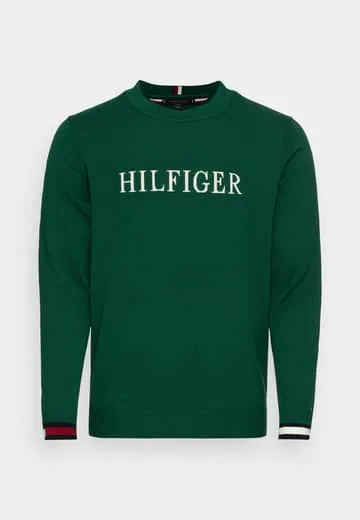 Pullover Uomo Tommy Hilfiger Verde con Logo Ricamato cod MW0MW29045L40