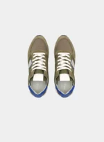 Sneakers Uomo Philippe Model in tela e camoscio Verde militare con Spoiler Blu elettrico art. TZLU W106 - immagine 3