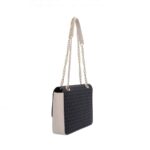 Borsa Pollini Heritage a tracolla o a spalla con catena Dorata, Nera con dettagli Avorio TE8405PP02Q11 - immagine 3