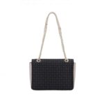 Borsa Pollini Heritage a tracolla o a spalla con catena Dorata, Nera con dettagli Avorio TE8405PP02Q11