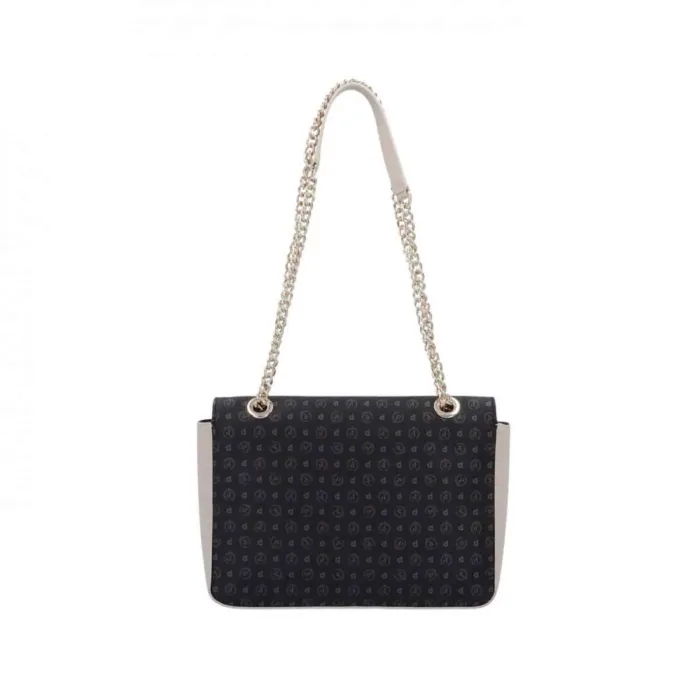 Borsa Pollini Heritage a tracolla o a spalla con catena Dorata, Nera con dettagli Avorio TE8405PP02Q11, foto 1 di 4