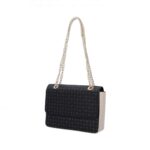 Borsa Pollini Heritage a tracolla o a spalla con catena Dorata, Nera con dettagli Avorio TE8405PP02Q11 - immagine 2