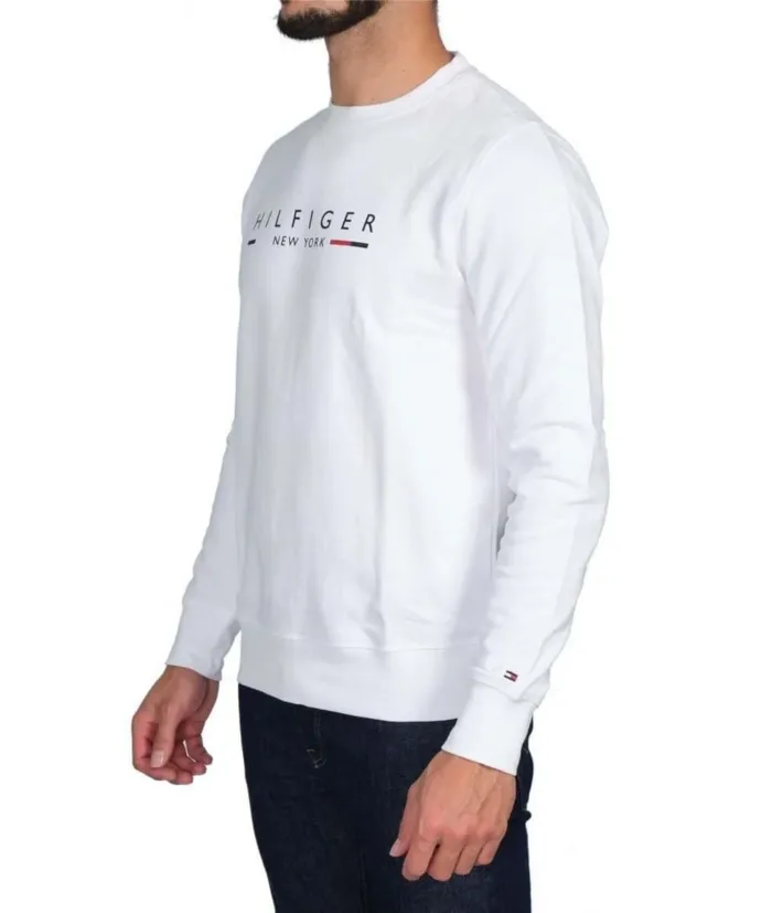 Felpa senza cappuccio Uomo Tommy Hilfiger Bianco con Logo cod. MW0MW29324YBR, foto 2 di 3